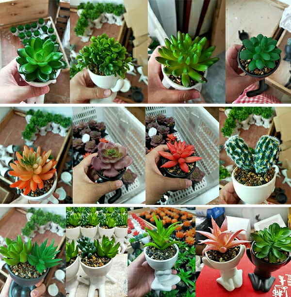 植木鉢 陶器 3号 2個セット 陶器鉢 セラミックス 人型の鉢 多肉植物鉢