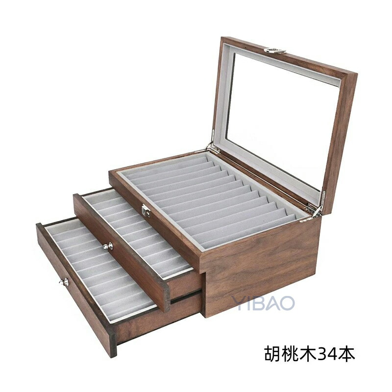 ペンケース 大容量 木製筆箱 万年筆 収納 ボールペンケース23本対応 34