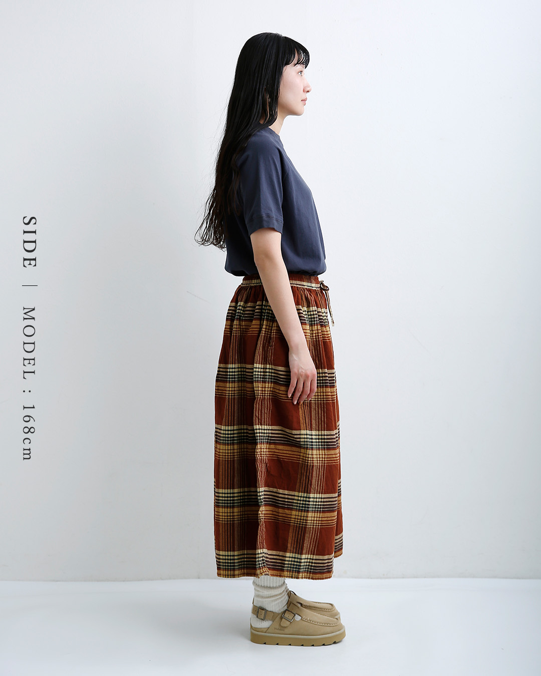orSlow（オアスロウ） コットン リネン オリジナル チェック ギャザー