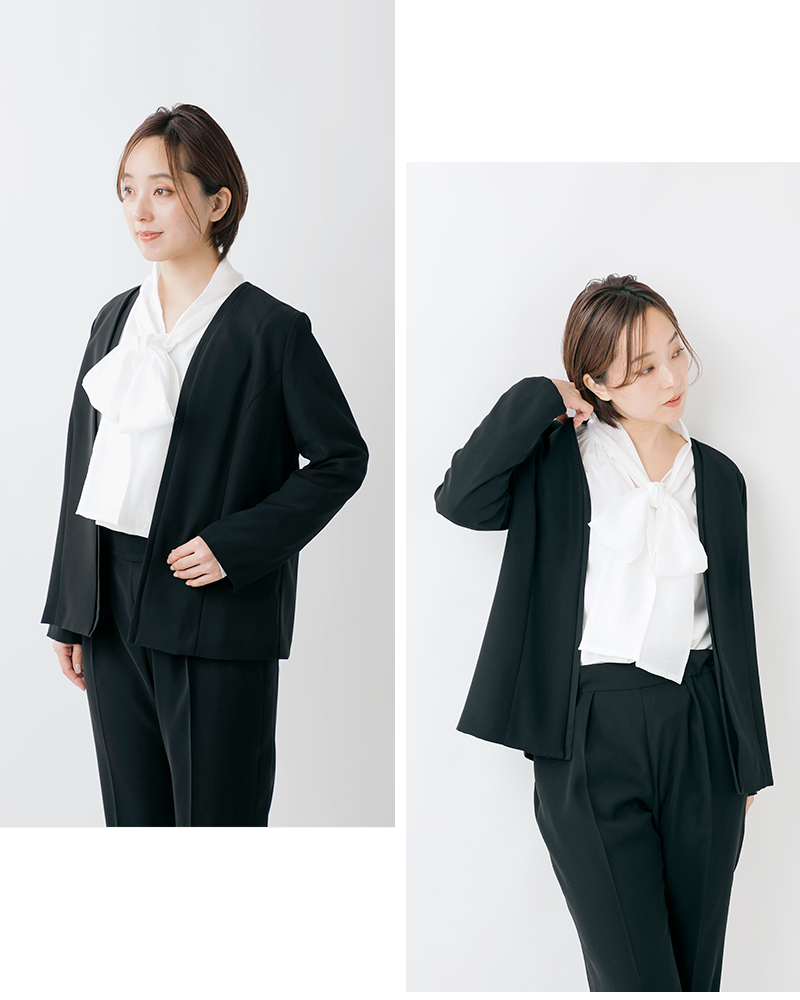 kaene カエン ケープ付きノーカラージャケット ポンチョ kaene（カエン）の「ノーカラーケープジャケット（その他