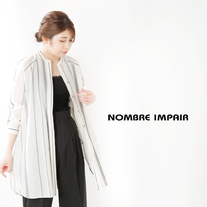 NOMBRE IMPAIR ノンブルアンペール ストライプ刺繍スタンドロング