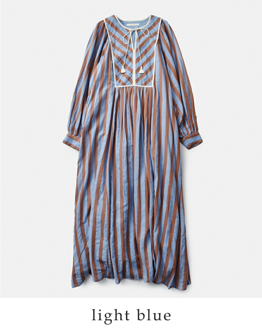 セール【20%OFF】ヌキテパ ne Quittez pas コットンボイル ストライプ ギャザー ドレス ワンピース Cotton Voile Stripe Gather Dress 010441gr3 爆買