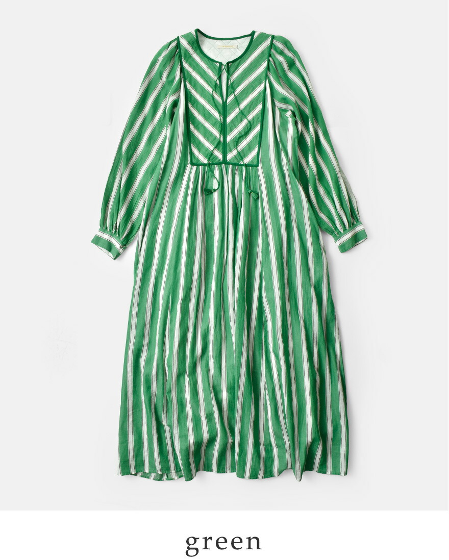 セール【20%OFF】ヌキテパ ne Quittez pas コットンボイル ストライプ ギャザー ドレス ワンピース Cotton Voile Stripe Gather Dress 010441gr3 爆買