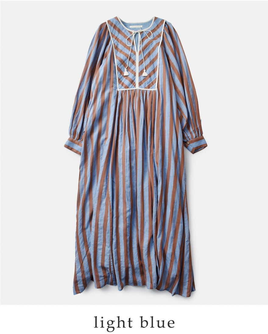 セール【20%OFF】ヌキテパ ne Quittez pas コットンボイル ストライプ ギャザー ドレス ワンピース Cotton Voile Stripe Gather Dress 010441gr3 爆買