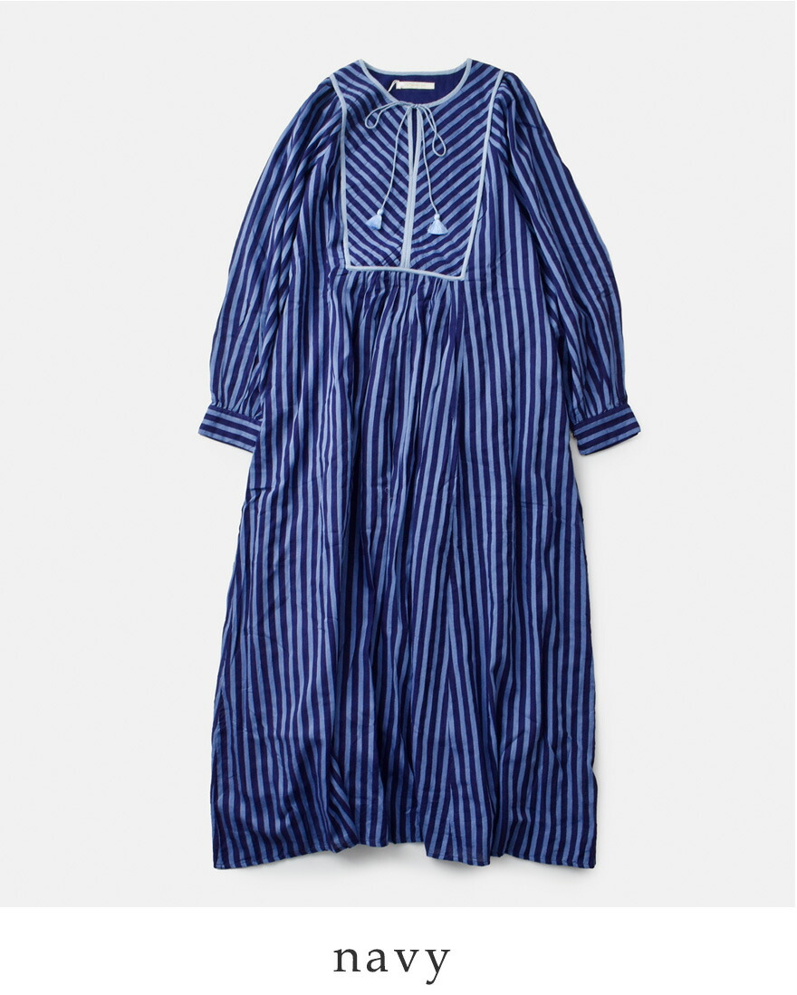 セール【20%OFF】ヌキテパ ne Quittez pas コットンボイル ストライプ ギャザー ドレス ワンピース Cotton Voile Stripe Gather Dress 010441gr3 爆買