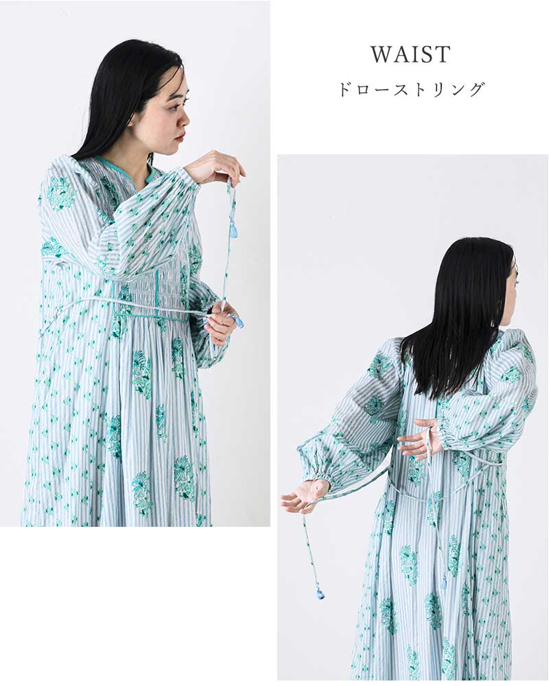 ne Quittez pas(ヌキテパ)コットンジャガードリリープリントシャーリングドレス“CottonJacquardLilyPrintShirringDress”010451ga1