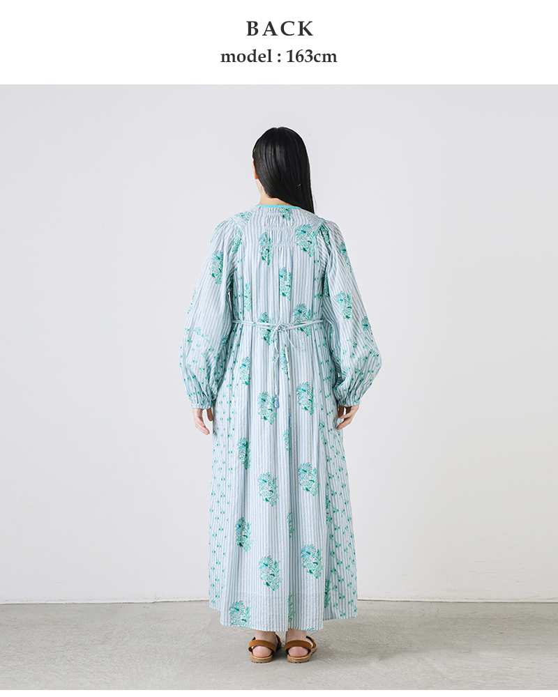 ne Quittez pas(ヌキテパ)コットンジャガードリリープリントシャーリングドレス“CottonJacquardLilyPrintShirringDress”010451ga1