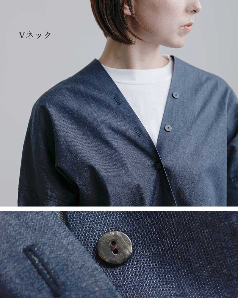 MIZUIRO ミズイロインド mizuiro ind コットン Vネック デニム シャツ