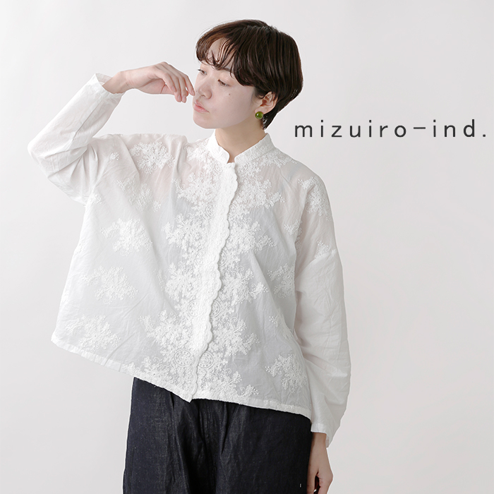 ☆】ミズイロインド mizuiro-ind コットン レース スタンドカラー