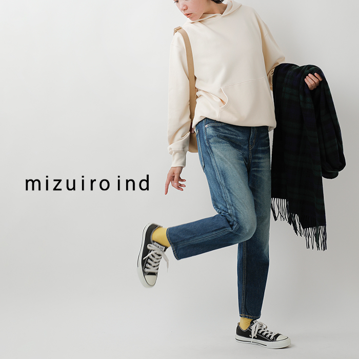 mizuiroind（ミズイロインド） ディストレスト ハイウエスト デニム