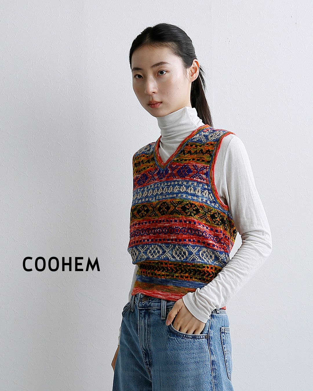 Coohem（コーヘン） コーへン COOHEM 3D フェアアイル Vネック ニット