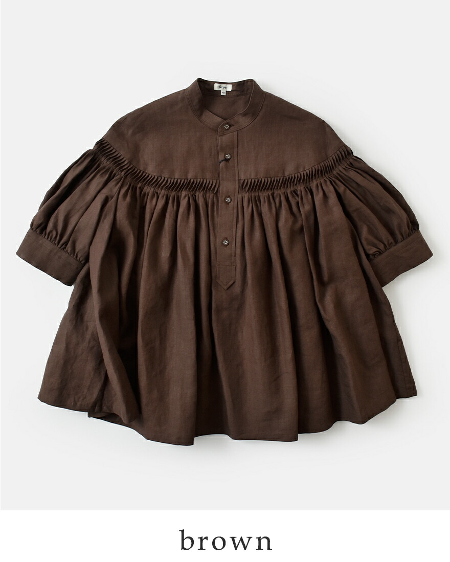 Scye（サイ） リネン キャンブリック タック 半袖 ブラウス 60 1Linen