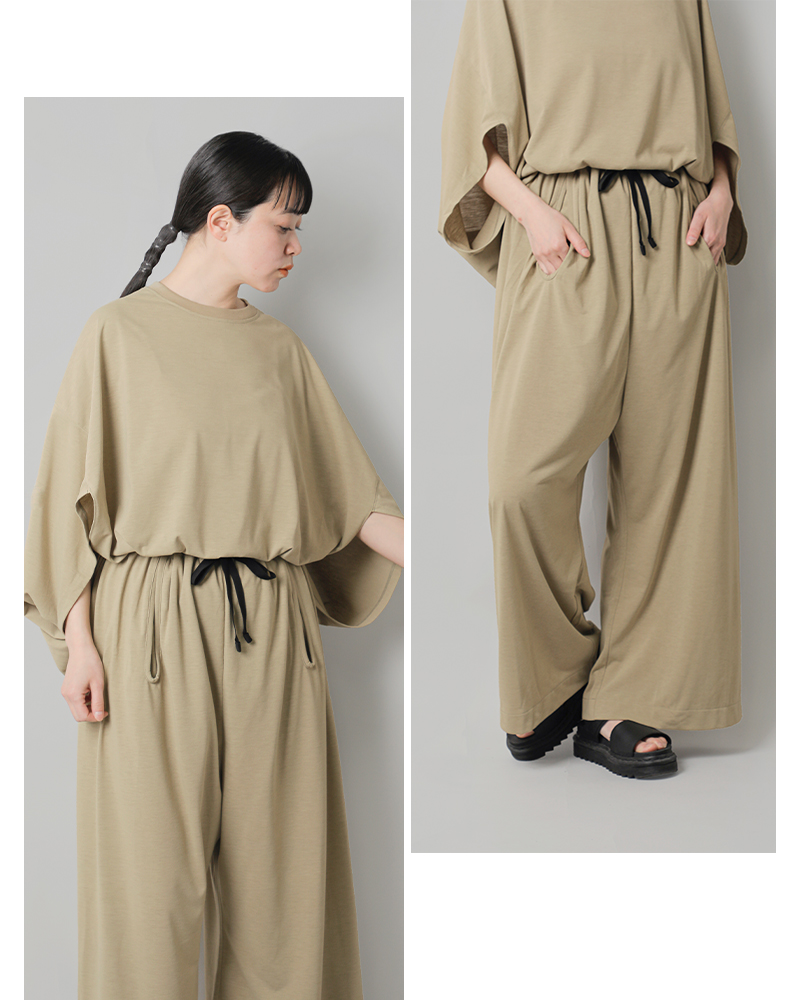 COGTHEBIGSMOKE(コグザビッグスモーク)リサイクルジャージークルーネックワイドレッグジャンプスーツ“LYDIAJUMP-SUIT”12701-346-1217-1