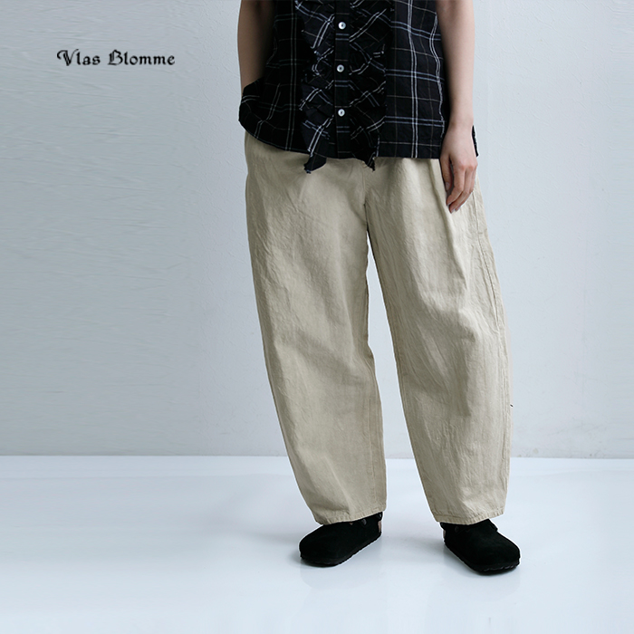 Vlas Blomme（ヴラスブラム） コットンリネンツイル ワイド ダーツ
