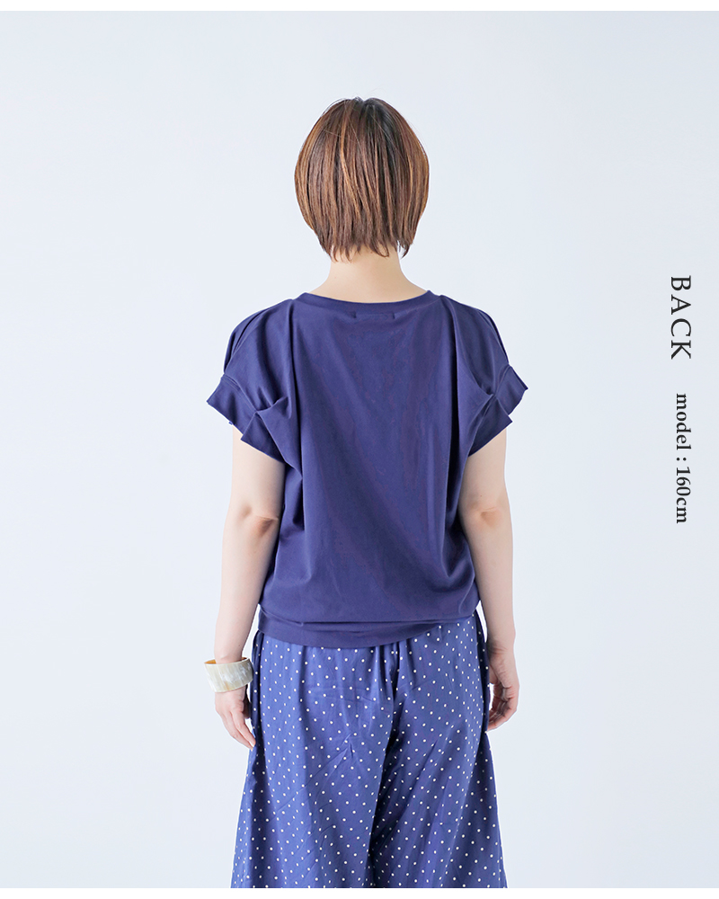 mizuiro-ind(ミズイロインド)コットンフリルスリーブクルーネックプルオーバー2-210110
