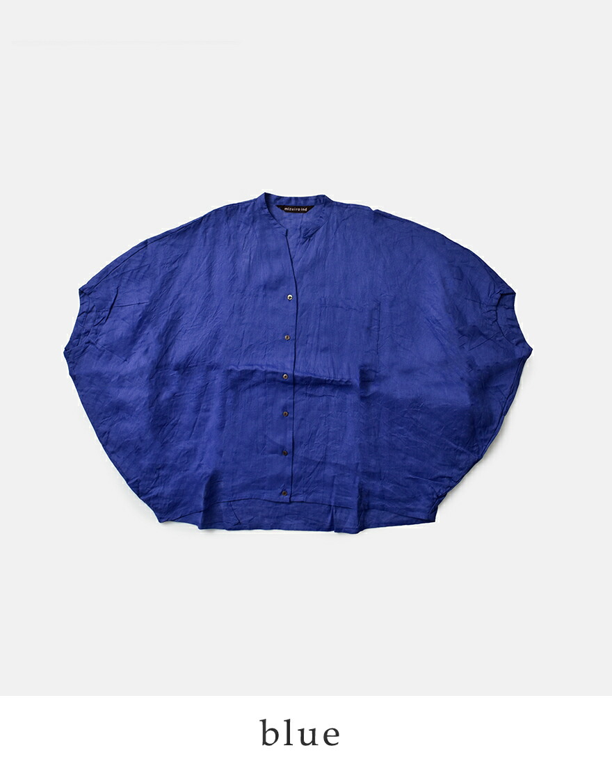 【30%OFF】ミズイロインド mizuiro ind リネン スタンドカラー コクーン シャツ 2-230109 レディース | mizuiroind | 03