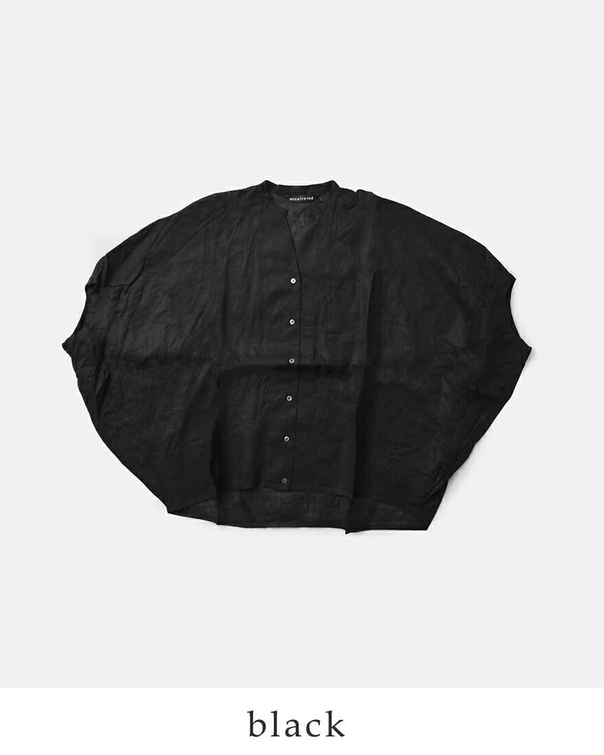 【30%OFF】ミズイロインド mizuiro ind リネン スタンドカラー コクーン シャツ 2-230109 レディース | mizuiroind | 05