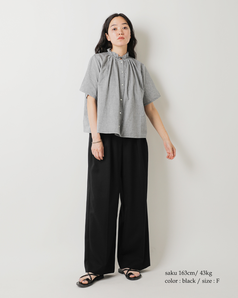 【SALE】MidiUmi(ミディウミ) シャンブレーフリルシャツ(2-739766)※セール商品の為、送料無料サービス対象外 MidiUmi(ミディウミ) シャンブレーフリルシャツ(2-739766