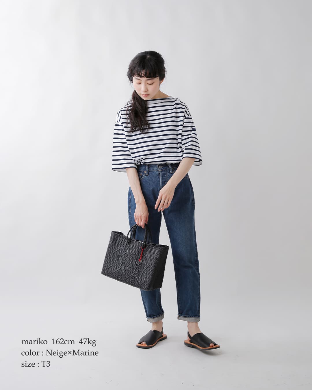 SAINT JAMES(セントジェームス)薄手コットン ボートネック ピリアック ルーズ ドロップ Tシャツ 20jc-8733-legr