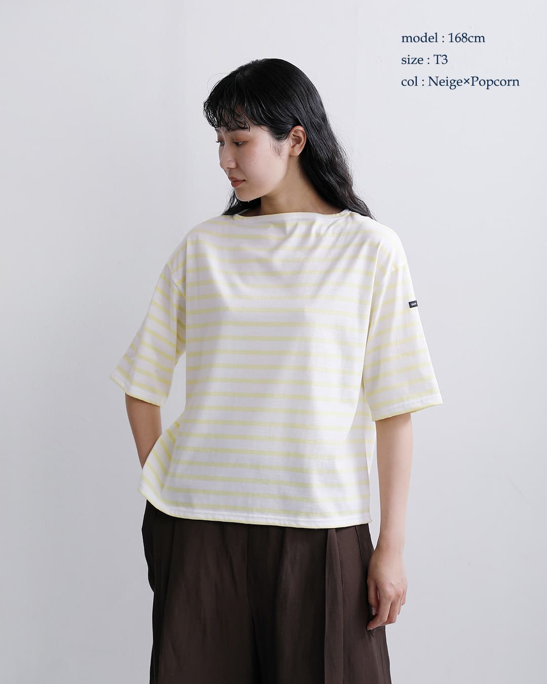 SAINT JAMES(セントジェームス)薄手コットン ボートネック ピリアック ルーズ ドロップ Tシャツ 20jc-8733-legr