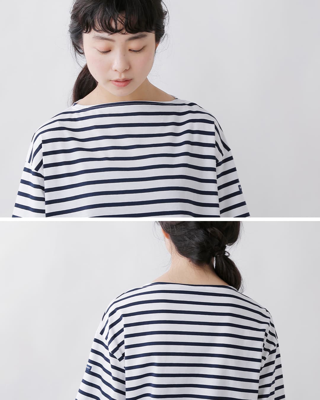 SAINT JAMES(セントジェームス)薄手コットン ボートネック ピリアック ルーズ ドロップ Tシャツ 20jc-8733-legr