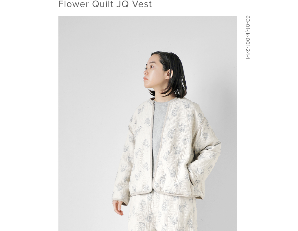 ★qiri(キリ)<br>コットン フラワー キルト ジャガード ジャケット “flower quilt JQ jacket” 63-01-jk-001-24-1
