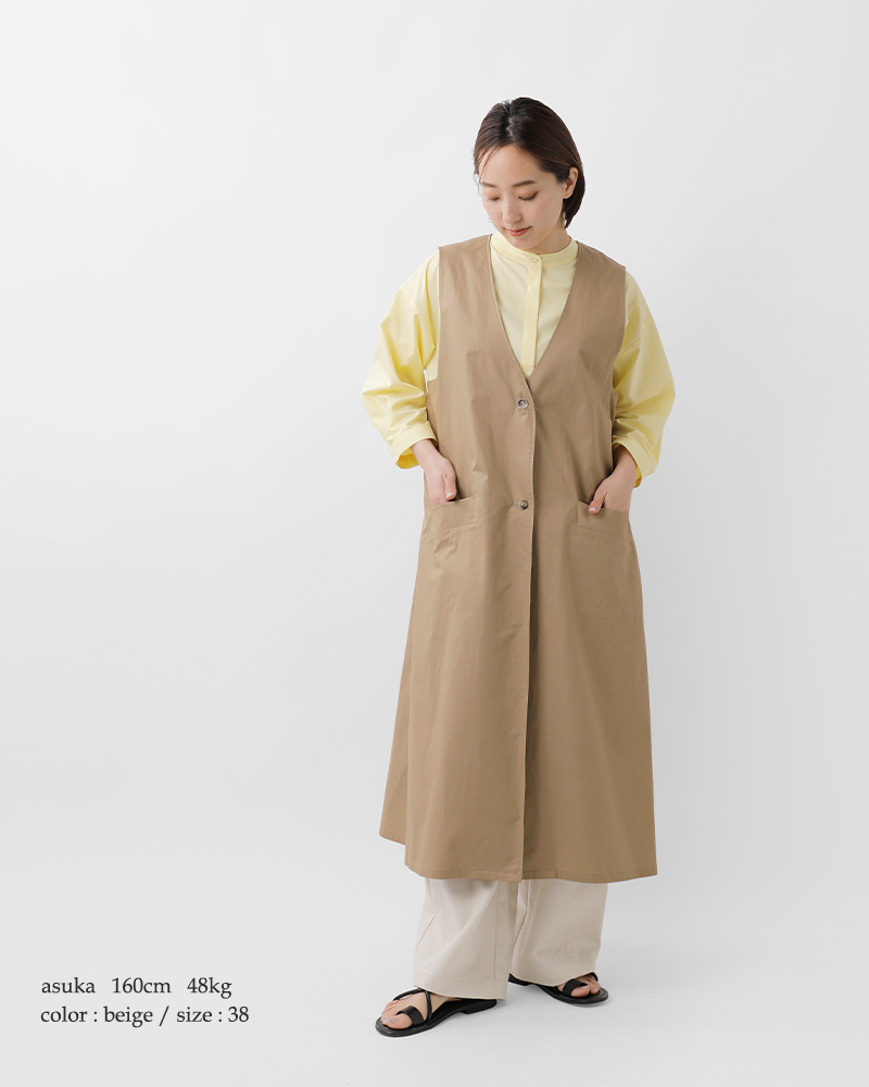 ina(イナ)コットンVネック脇スリットロングジレ246148