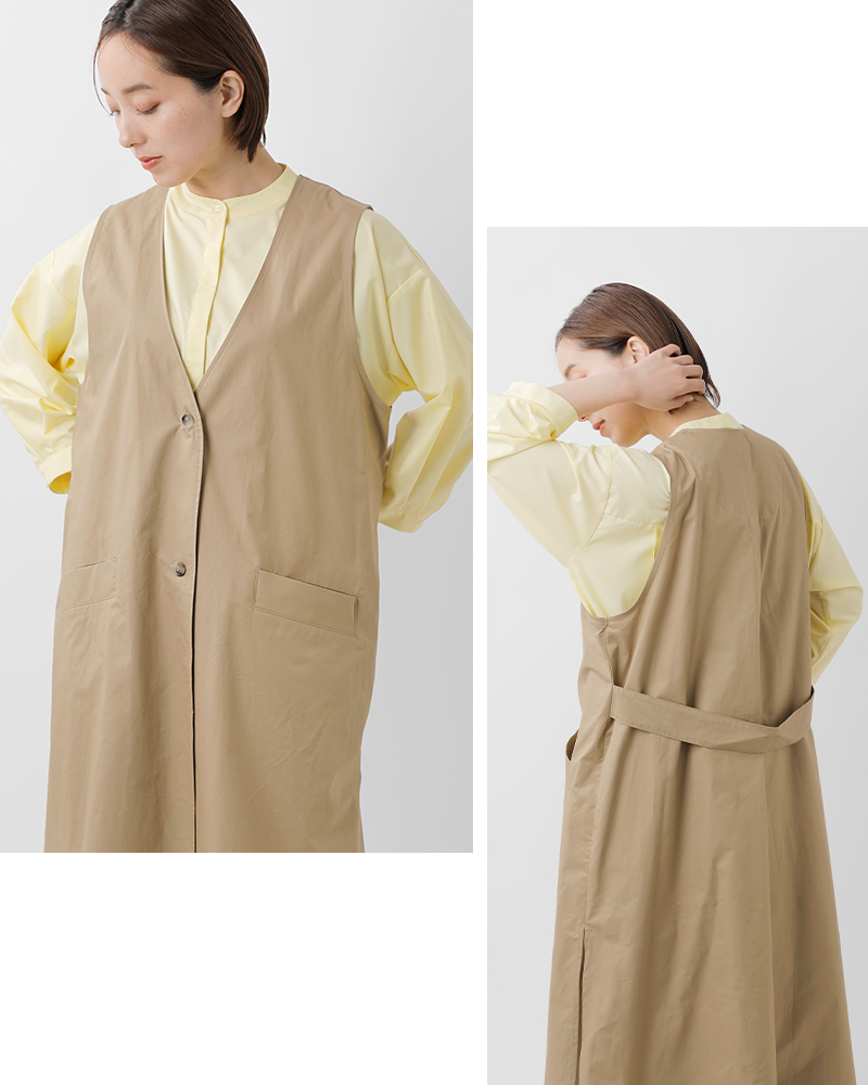 ina(イナ)コットンVネック脇スリットロングジレ246148