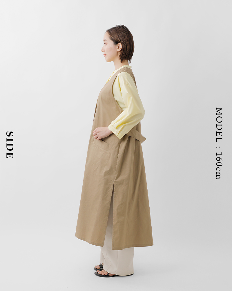 ina(イナ)コットンVネック脇スリットロングジレ246148