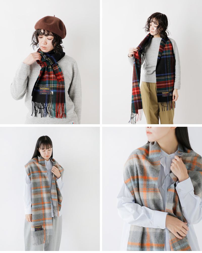 ◆TWEEDMILL(ツイードミル) チェックマフラー48cm