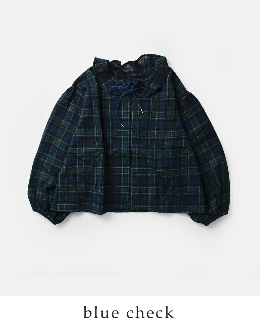 トップス piii イナ セール【50%OFF】イナ ina ウール ガーゼ チェック 2way 襟