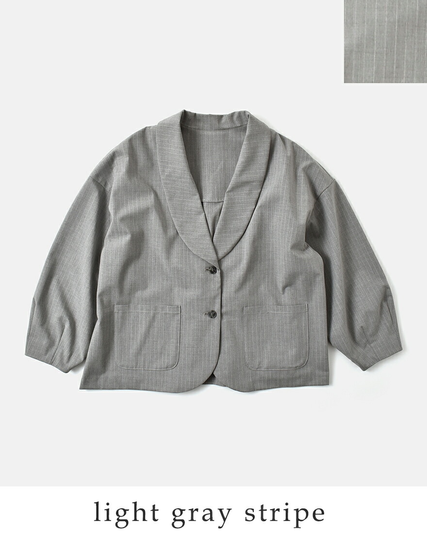 【美品】ナゴンスタンス　ジャケット　グレー イナ ina 2wayストレッチ ストライプ ショールカラー ジャケット