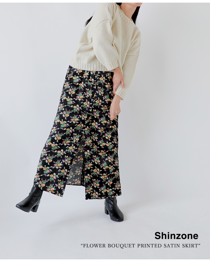 6/15まで　フラワープリント柄スカート THE SHINZONE シンゾーン フラワープリントパッチワークロング