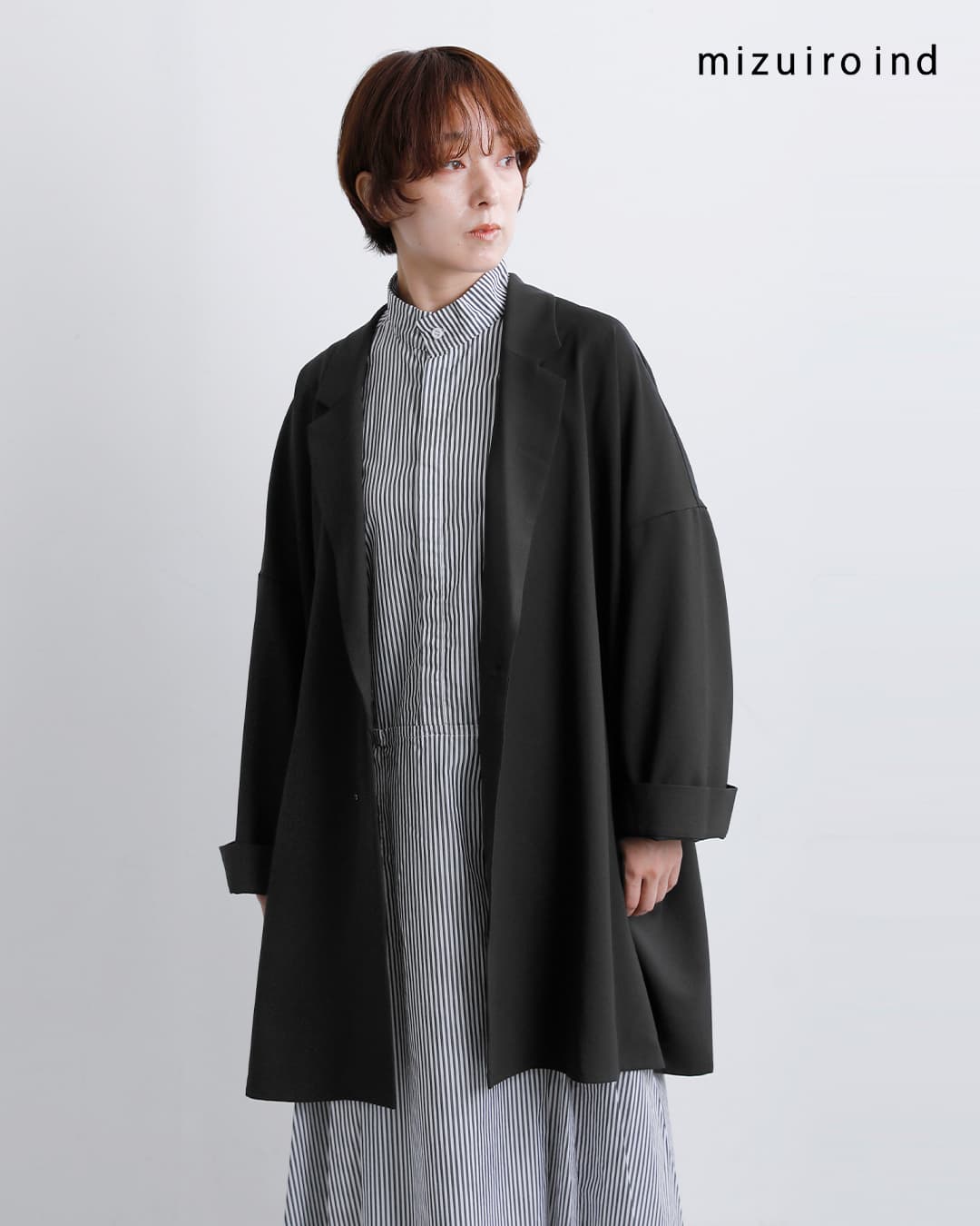 ミズイロインド mizuiro ind ワイド テーラード シャツ ジャケット 3