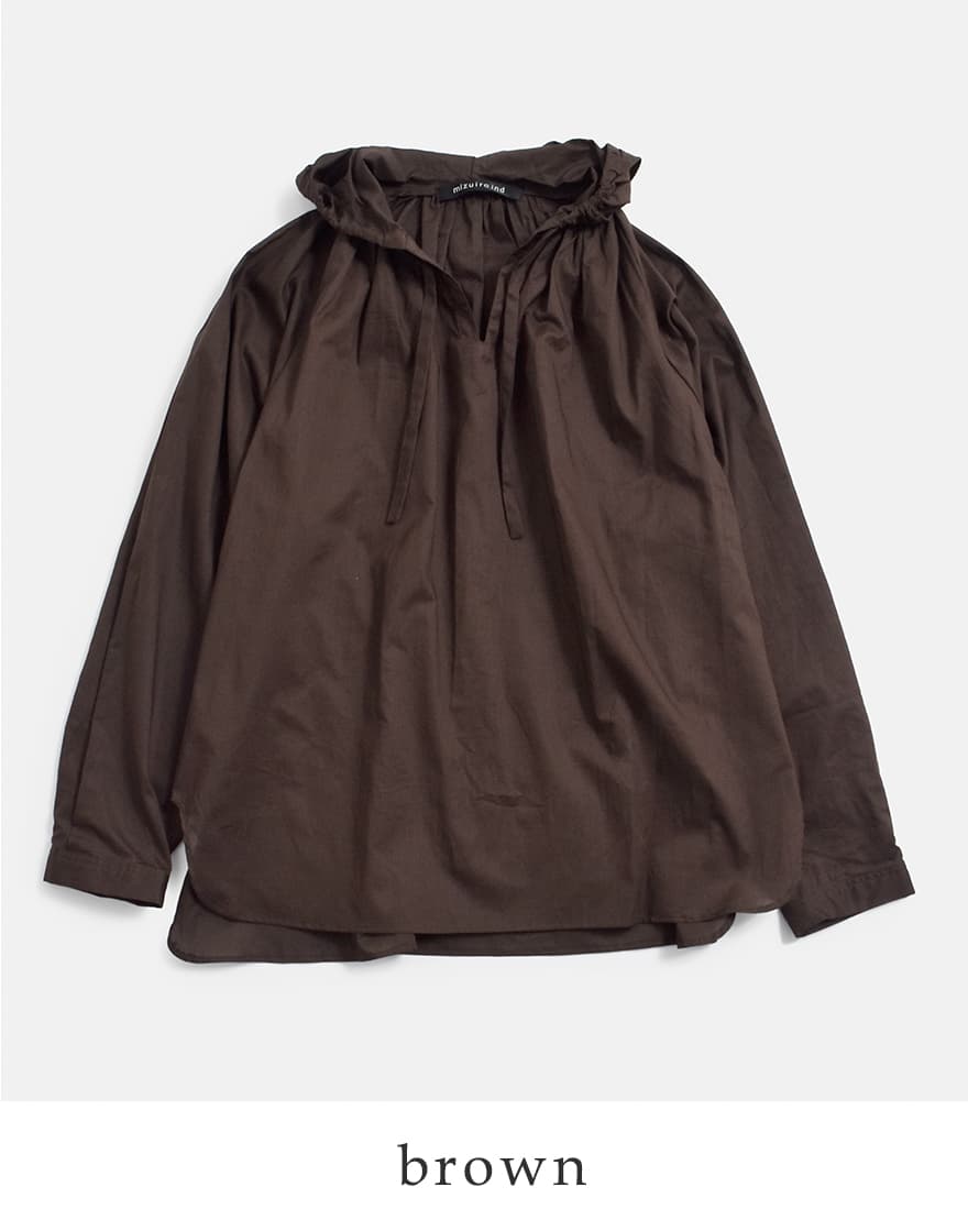 MIZUIRO ミズイロインド mizuiro ind コットン フーデッド ギャザー 