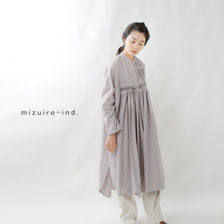 すたび Mizuiro Ind Aranciato 通販 Paypayモール ミズイロインド コットンピンタック刺繍シャツワンピース 21aw