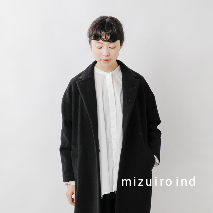 mizuiro ind ミズイロインド ウール ブレンド スタンドカラー ワイド 