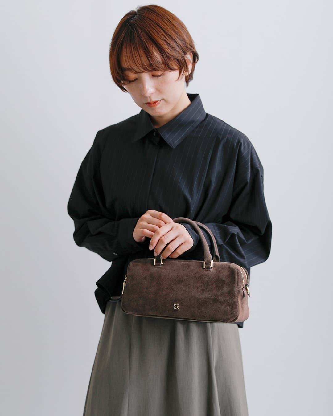 story.（ストーリー） レザー スエード ダブルファスナー ボストン 
