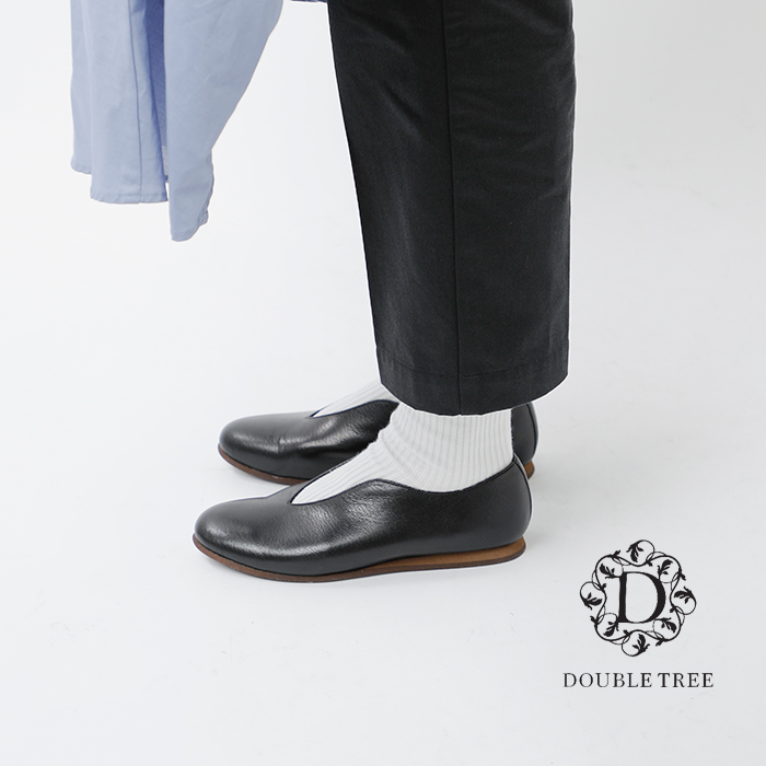 DOUBLETREE(ダブルツリー)アンティーク加工レザーVカットフラットパンプス“GRACE”4039