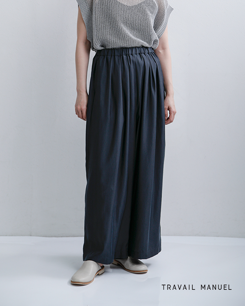 美品 定価37400円 45R ウールオックスストレッチキュロットパンツ 日本製 TRAVAIL MANUEL（トラバイユマニュアル） キュプリル 3タック
