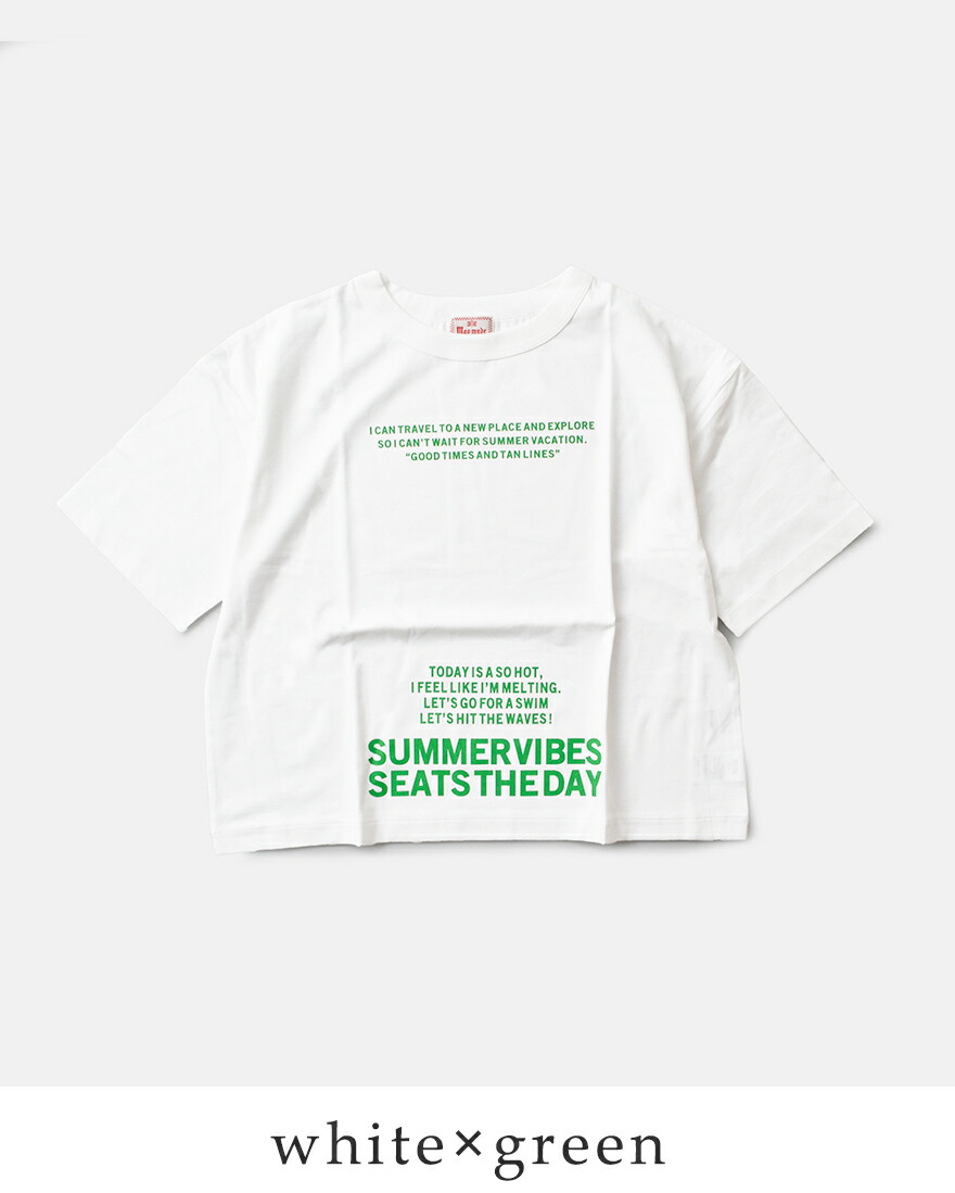 マオメイド mao made コットン プリント Tシャツ SUMMER DAYS TEE  LOGO IN A SQUARE TEE 531202-3  レディース 【クーポン対象】 mao made マオメイド コットン プリント Tシャツ SUMMER DAYS