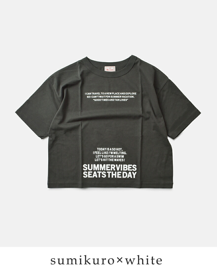 マオメイド mao made コットン プリント Tシャツ SUMMER DAYS TEE  LOGO IN A SQUARE TEE 531202-3  レディース 【クーポン対象】 mao made｜コットン プリント Tシャツ “SUMMER DAYS TEE / LOGO
