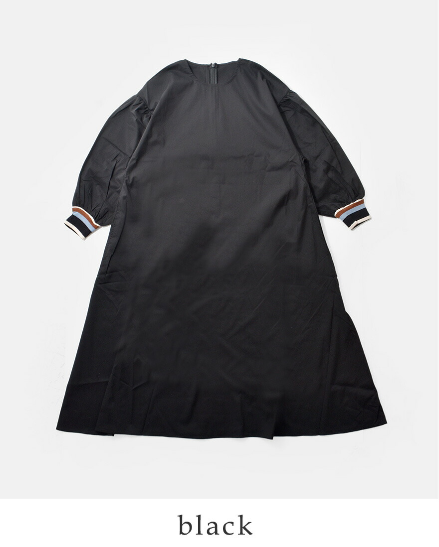 マオメイド ワンピース mao made  ストレッチブロード ボリュームスリーブ 袖口ラインリブ ワンピース 541302  ☆☆ クーポン対象 mao made（マオメイド） セール【50%OFF】マオメイド ストレッチ