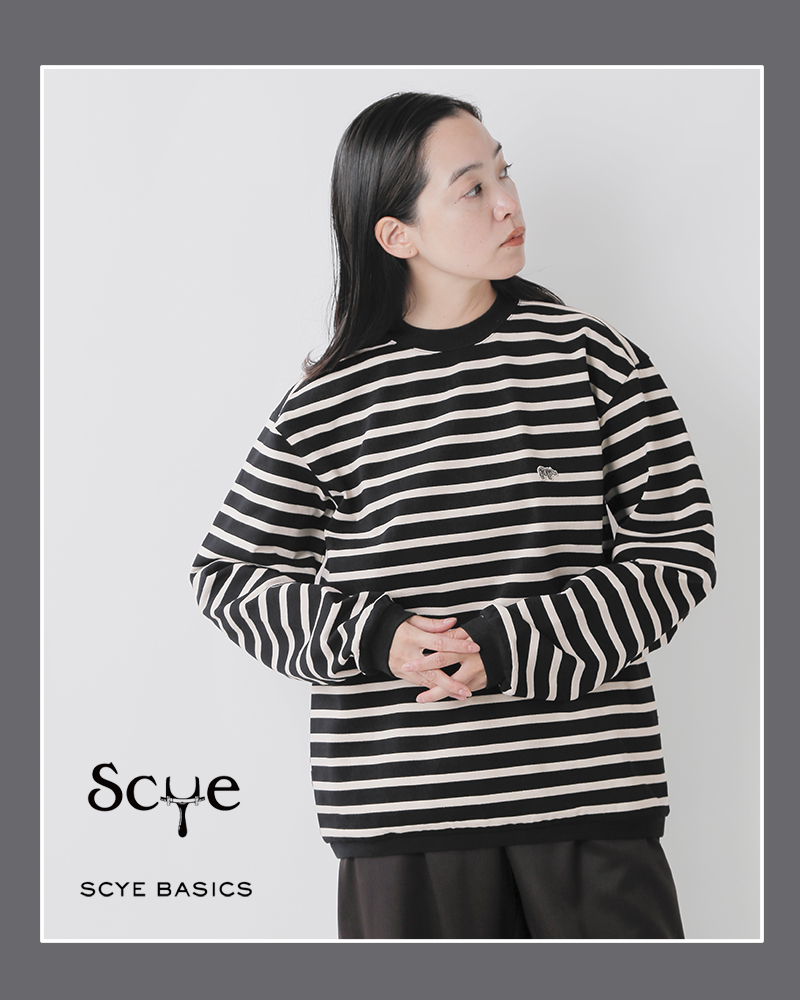 SCYE BASICS サイベーシックス コットン ボーダー クルーネック Tシャツ Striped Cotton Jersey Crew Neck  T-Shirt 5724-23706 2024aw新作＊＊