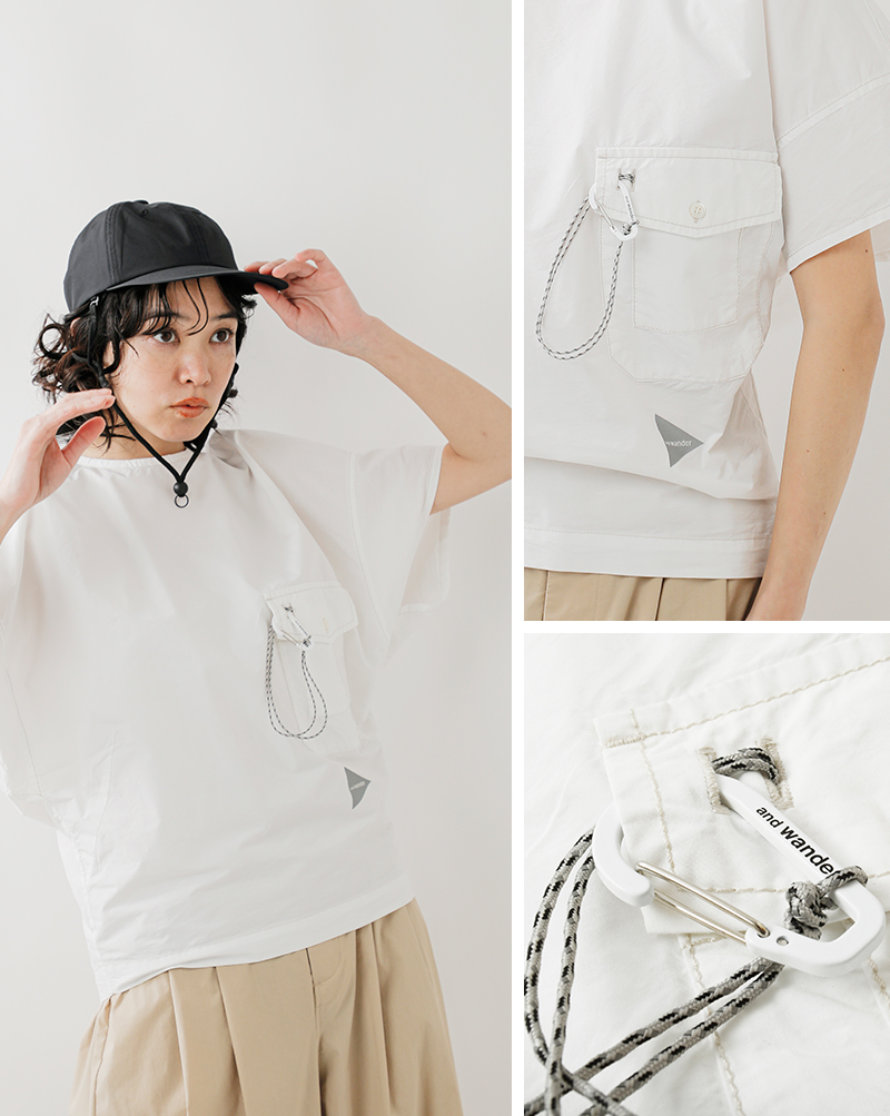 トップス CORDURA typewriter pullover (W) and wander (アンドワンダー) CORDURA typewriter SS pullover