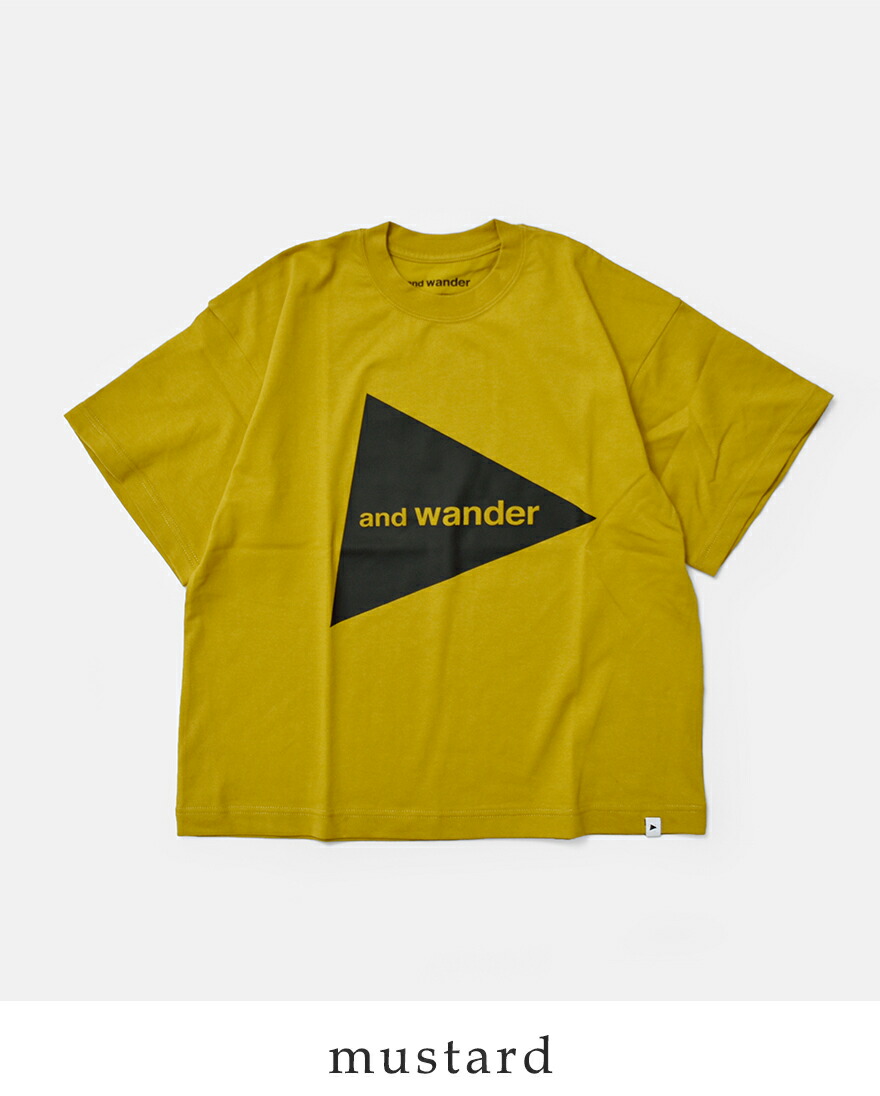 and wander（アンドワンダー） 速乾 ビッグロゴ 半袖Tシャツ and