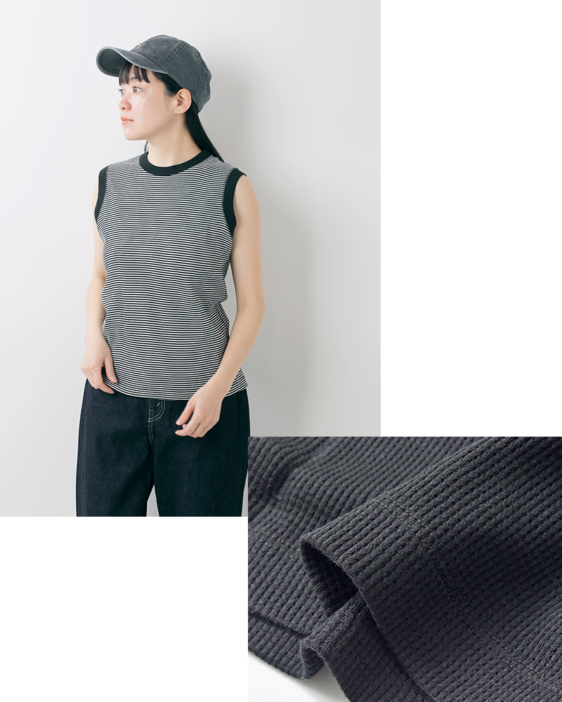 Healthknit(ヘルスニット)ベーシックワッフルスリーブレスプルオーバー619