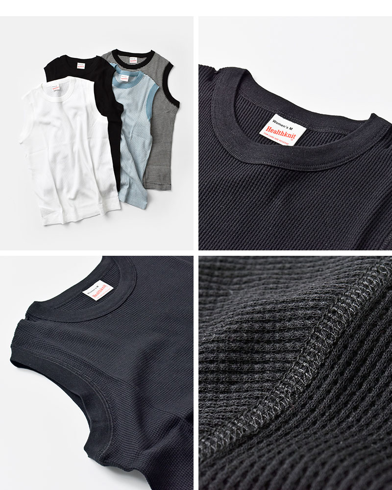 Healthknit(ヘルスニット)ベーシックワッフルスリーブレスプルオーバー619