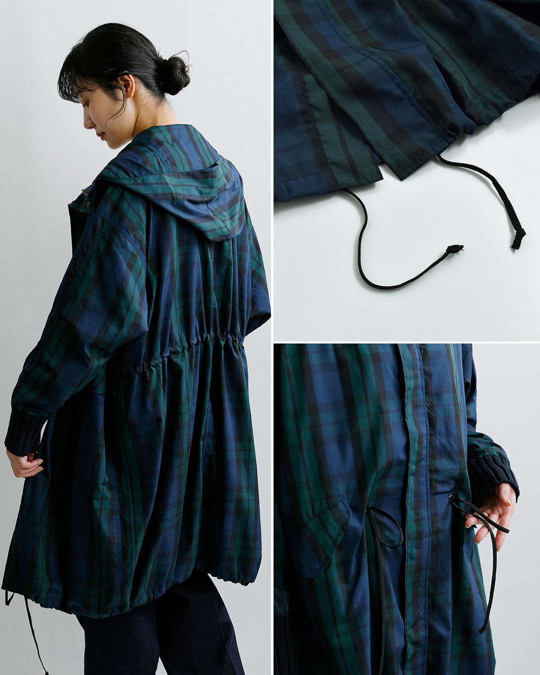 mao made（マオメイド） 撥水 ヴィンテージウェザー チェック フード