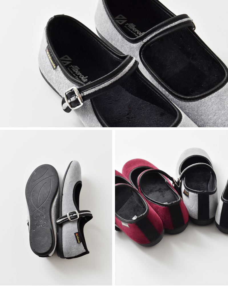 ALBEROLA(アルベローラ)ベルベットワンストラップフラットシューズ78-315350gm